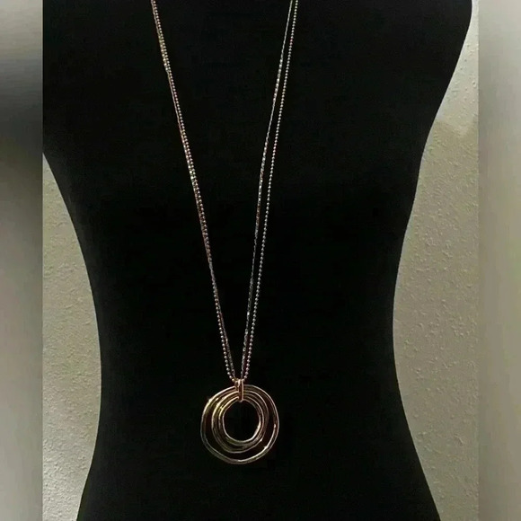 Style & Co Gold-Tone Multi-Chain Circle Pendant Necklace, 36" + 3" extender NWOT - Picture 4 of 4